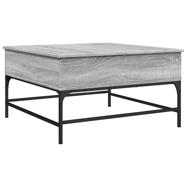 vidaXL Coffee Table Grey Sonoma Engineered Wood, Metal 31.5 in x 31.5 in