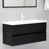 vidaXL Sink Cabinet With Basin Black, White Engineered wood, Ceramic