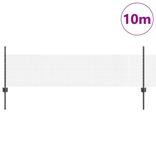 vidaXL Fence with Post Grey 1.64 x 32.81 ft Steel