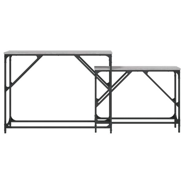 vidaXL Nesting Console Table Grey sonoma Engineered wood, metal Compact