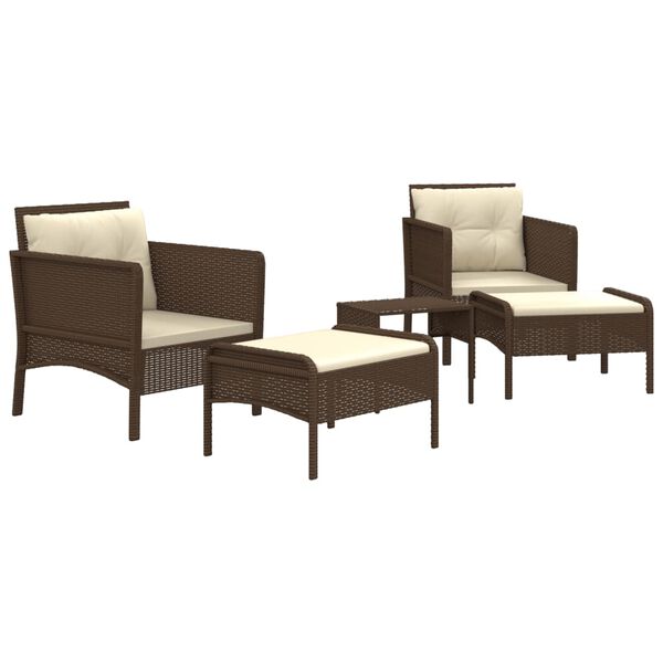 vidaXL Patio Lounge Set Brown Poly Rattan Medium Durable