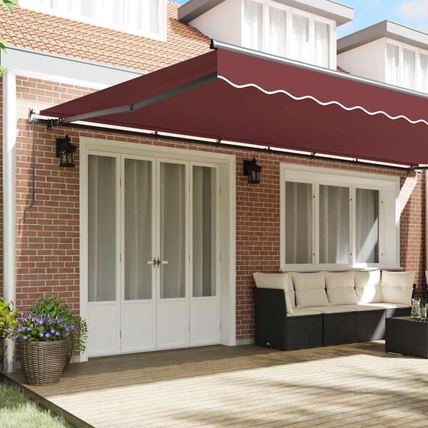 vidaXL Retractable Awning Burgundy Powder-coated aluminum Large