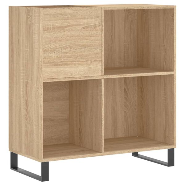 vidaXL Record Cabinet Sonoma oak Engineered wood, iron Medium