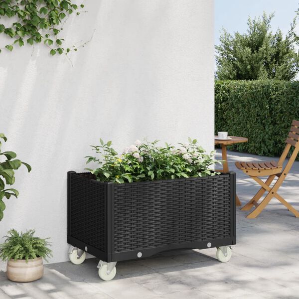 vidaXL Garden Planter Black Polypropylene Medium Portable