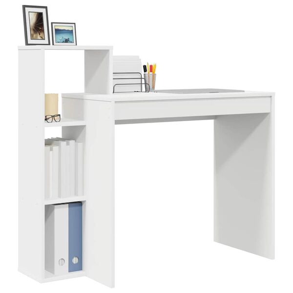 vidaXL Desk with Shelf White 39.37 x 15.75 x 35.43 in Engineered Wood