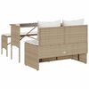 vidaXL 3 Piece Patio Dining Set with Cushions Beige Poly Rattan