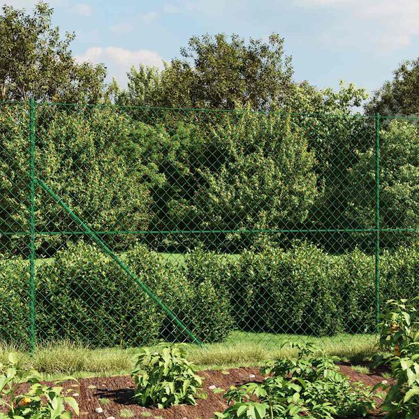 vidaXL Chain Link Fence with Flange Green 5.9x32.8'