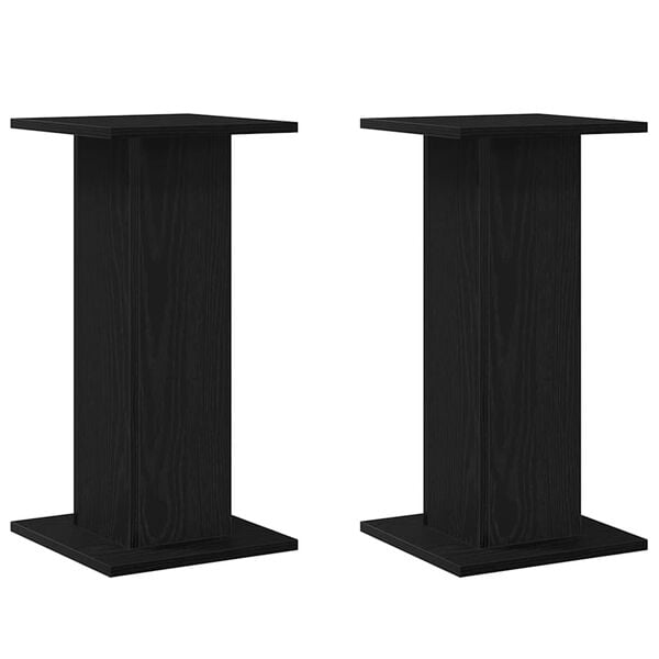 vidaXL Speaker Stands 2 pcs Black Oak 11.81 x 11.81 x 23.62 in