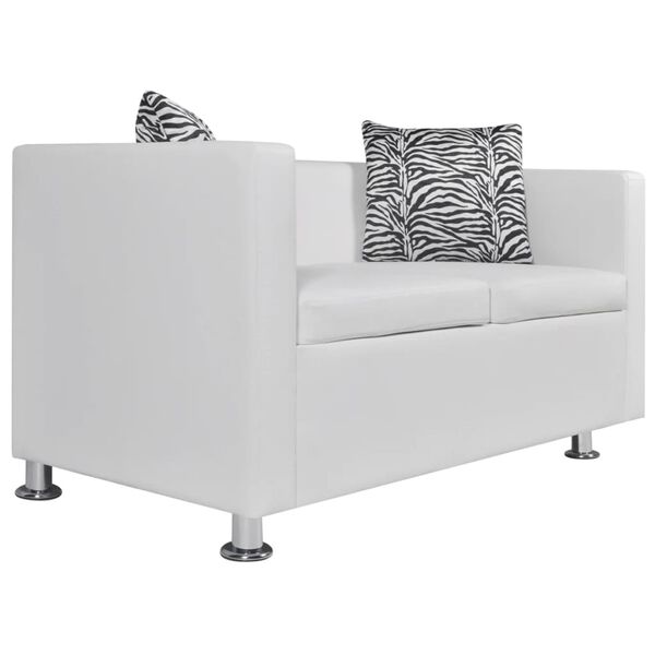 vidaXL Sofa Set Armchair and 2-Seater White Faux Leather