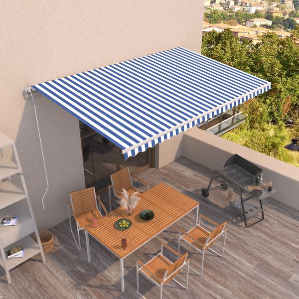 vidaXL Retractable Awning Blue and White