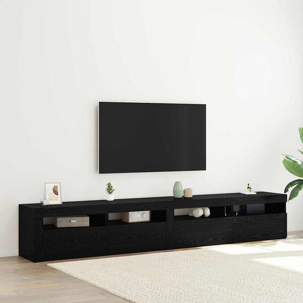 vidaXL TV Cabinet Set 3 pcs Black Oak 94.49 x 13.78 x 15.75 in