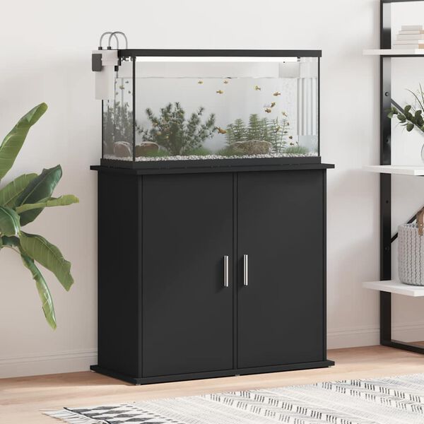 vidaXL Aquarium Stand Black Engineered wood 31.9 x 14.2 x 28.7 in