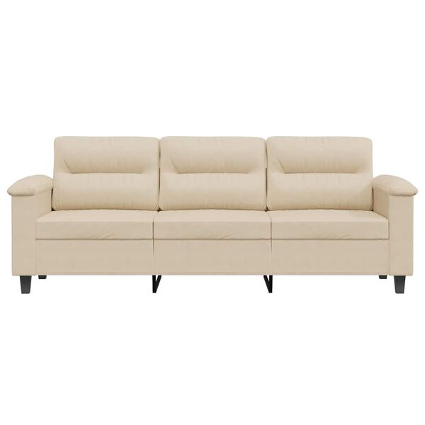 vidaXL 3-seater Sofa Cream Microfiber 3-seater Durable 3-Seater Sofa