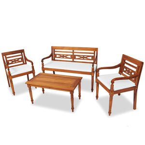 vidaXL Patio Furniture Set Set of 4 Brown Teak Wood Medium Durable