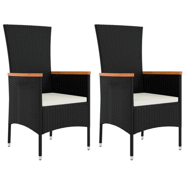 vidaXL Garden Lounge Set Black PE rattan Removable Covers