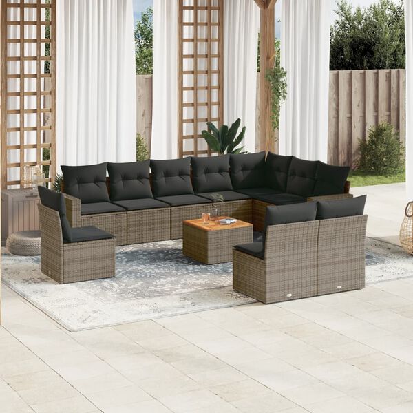 vidaXL Garden Sofa Set Grey PE rattan Large Modular Garden Sofa Set