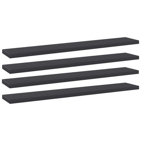 vidaXL Shelf Set of 4 Grey Engineered wood 23.6 in x 3.9 in x 0.6 in