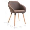 vidaXL Dining Chair Set of 6 Brown Polyester Fabric and Solid Wood