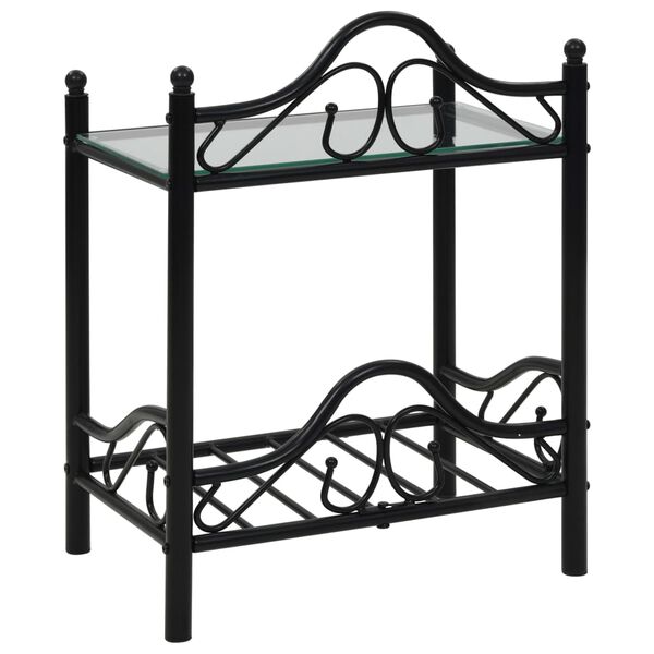 vidaXL Bedside Table Black Steel 17.7x12.0x23.6 in Durable