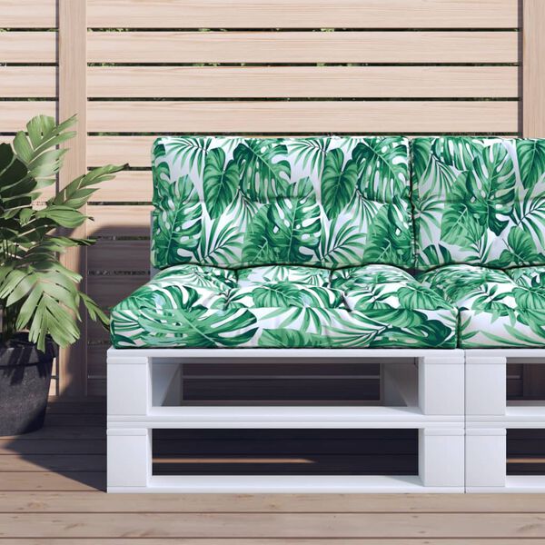 vidaXL Pallet Cushion Leaf Pattern Fabric (100% polyester)