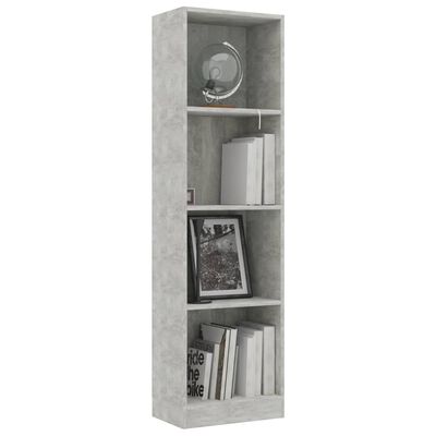 vidaXL 4-Tier Book Cabinet Concrete Gray 15.7"x9.4"x55.9" Chipboard