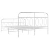 vidaXL Bed Frame White Steel 55 in x 75 in Bed Frame Rectangular