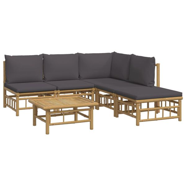 vidaXL Garden Lounge Set Dark Grey Bamboo Medium Modular