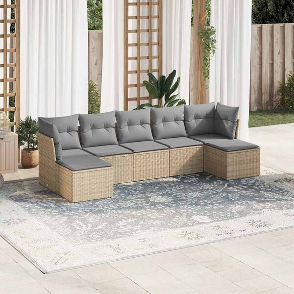 vidaXL Garden Sofa Set Light Grey PE Rattan Large Modular