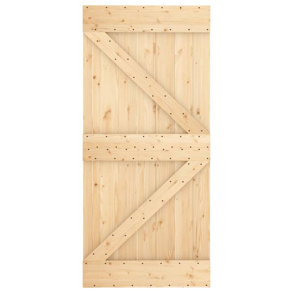 vidaXL Sliding Door with Hardware Set 37.4x82.7" Solid Wood Pine