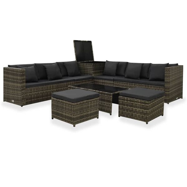 vidaXL Garden Sofa Set Grey, Dark Grey