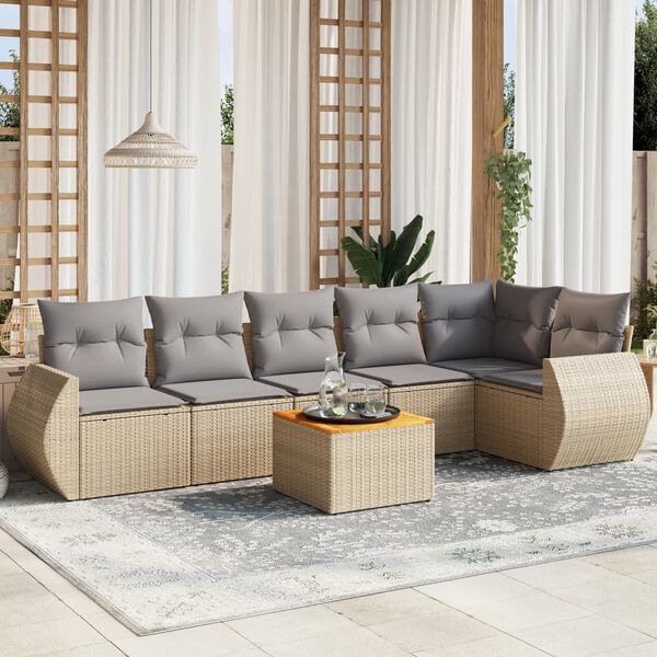 vidaXL Garden Sofa Set Beige PE rattan Large Modular Garden Sofa Set