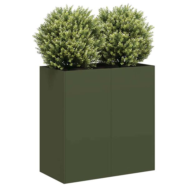 vidaXL Planter Olive Green Cold-Rolled Steel Large Durable Rectangular