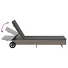 vidaXL Sun Lounger with Wheels and Cushion Grey Poly Rattan