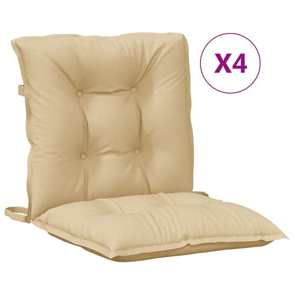 vidaXL Low Back Chair Cushion Set of 4 Melange Beige