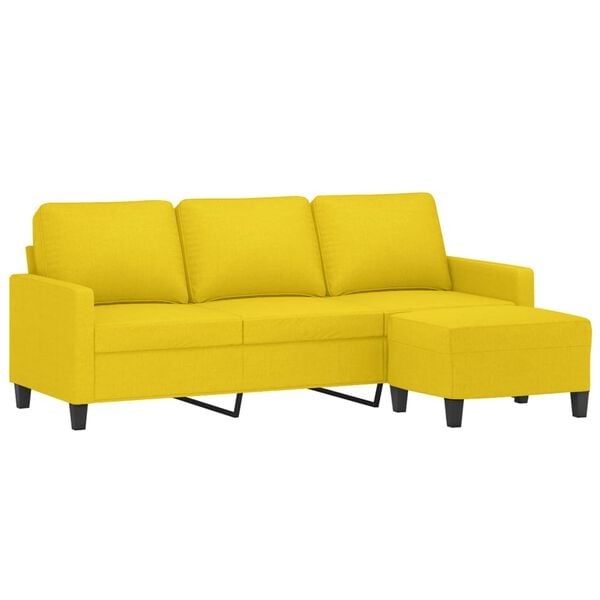 vidaXL 3-Seater Sofa With Footstool Light Yellow