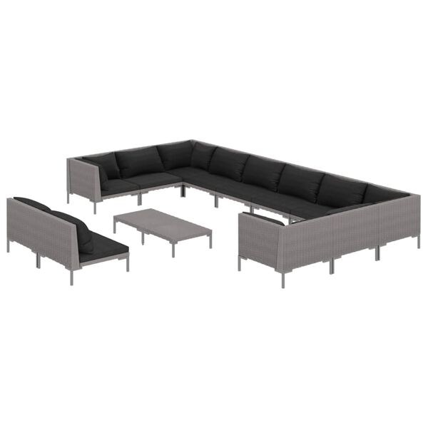 vidaXL Garden Lounge Set Dark Gray, Black