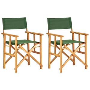 vidaXL Chair Set of 2 Natural wood color and green