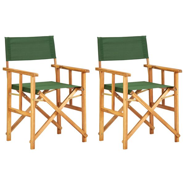 vidaXL Chair Set of 2 Natural wood color and green