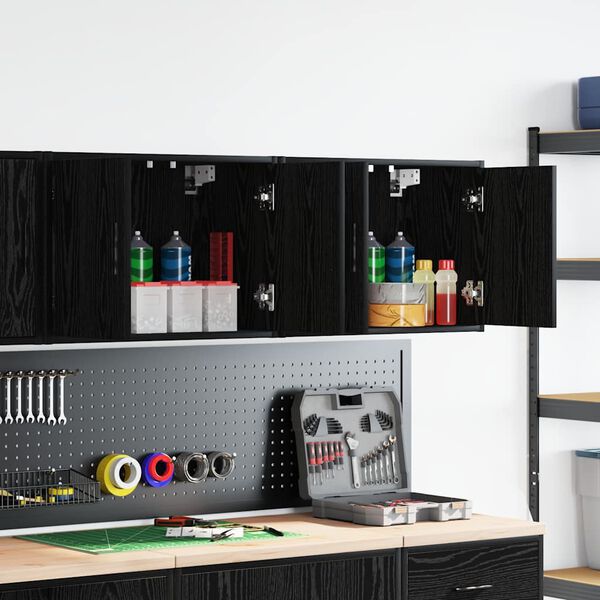 vidaXL Garage Wall Cabinets 2 pcs Black Engineered Wood