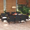 vidaXL Dining Set Black PE Rattan, Steel, WPC, Aluminum, Solid Acacia Wood