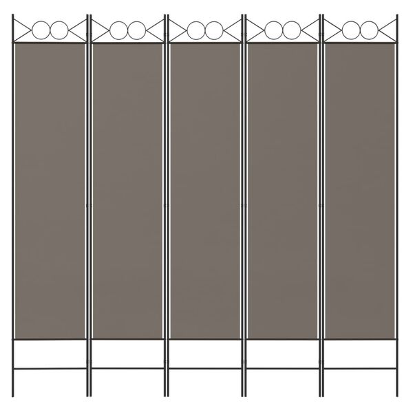 vidaXL 5-Panel Room Divider Anthracite 78.7"x78.7" Fabric