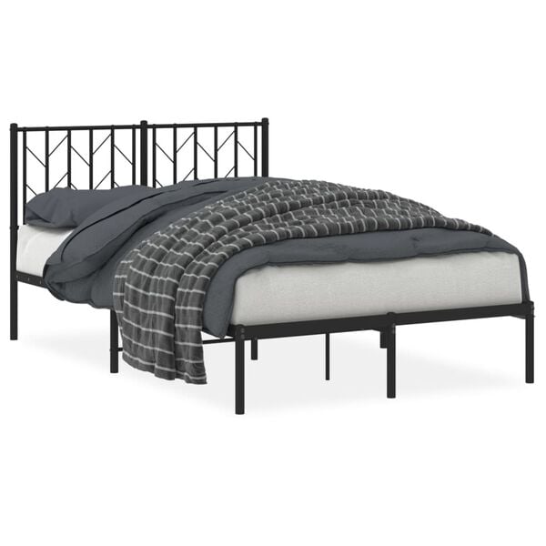 vidaXL Bed Frame Black Powder-coated Steel Full Bed Frame Rectangular