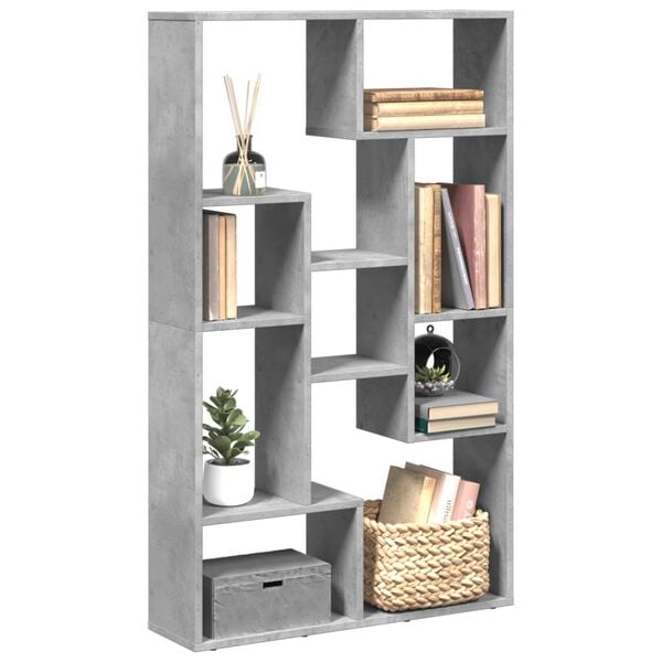 vidaXL Bookcase Concrete Grey Engineered Wood 28.3 x 7.9 x 47.2 in
