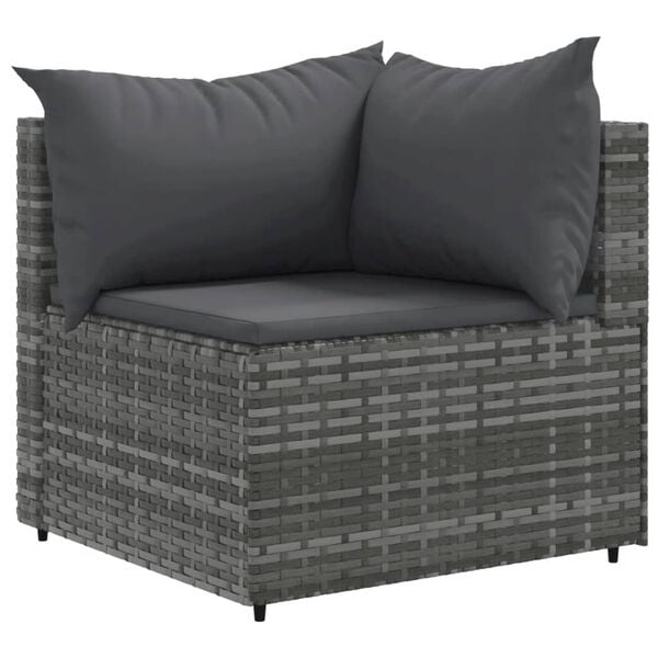 vidaXL Patio Lounge Set Gray PE rattan 5 Piece Modular