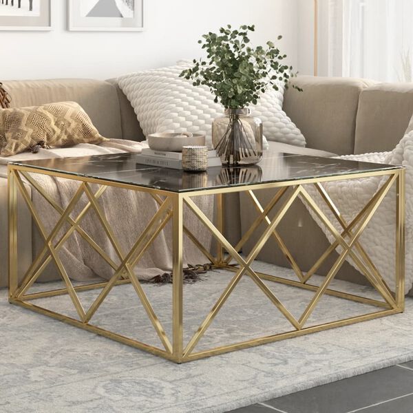 vidaXL Coffee Table Gold Stainless Steel 39.4 x 39.4 x 19.7 in