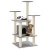 vidaXL Cat Tree Light Grey Engineered Wood, Plush, Sisal Medium Durable