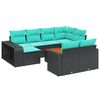 vidaXL 11 Piece Patio Sofa Set with Cushions Black Poly Rattan