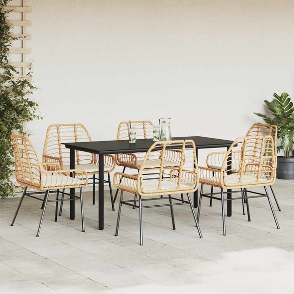 vidaXL Outdoor Dining Set Brown, Cream White