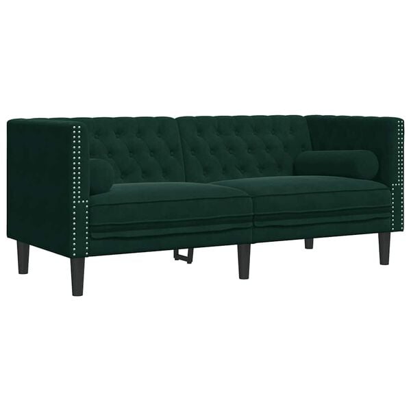 vidaXL Chesterfield Sofa Dark Green