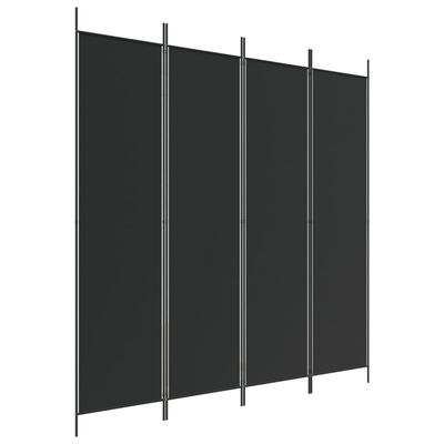 vidaXL 4-Panel Room Divider Black 78.7"x78.7" Fabric